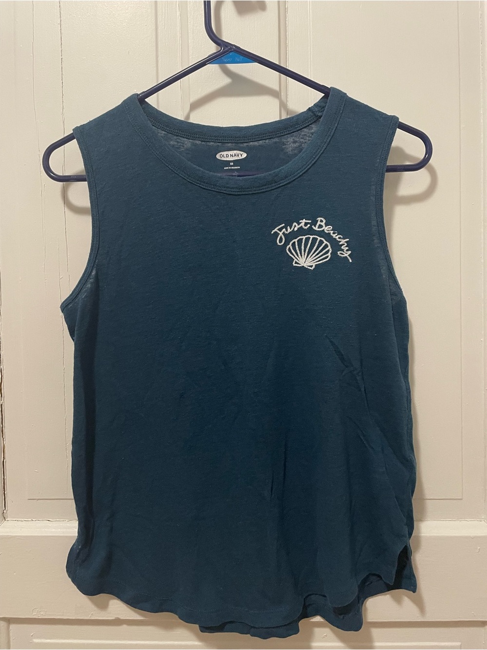 Old Navy Women's "Just Beachy" Teal Tank Top Size XS